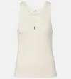 Saint Laurent Cassandre Ribbed-knit Cotton Tank Top In White