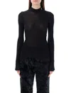 Saint Laurent Cassandre Turtleneck Sweater In Wool In Noir
