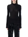 Saint Laurent Cassandre Turtleneck Sweater In Wool In Black