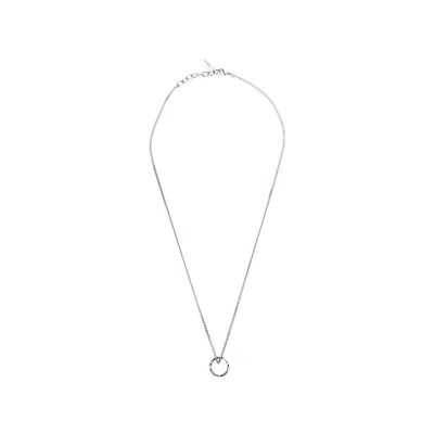 Saint Laurent Cassandre Ring Charm Necklace In Silver