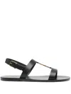 Saint Laurent Cassandre Sandals In Smooth Leather In Black