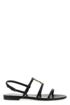 Saint Laurent Cassandre Leather Sandals In Black