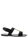 Saint Laurent Cassandre Sandals In Smooth Leather In Black
