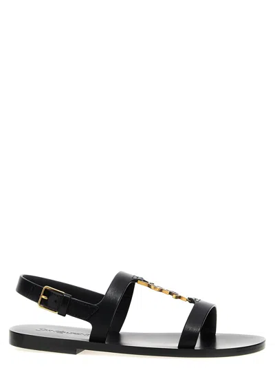 Saint Laurent Cassandre Sandals In Black