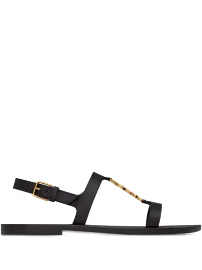 Saint Laurent Cassandre Sandals In Black