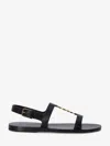 Saint Laurent Black Sandals With Metal Cassandre On The Front And Adjustable Strap In Leather Woman In Black