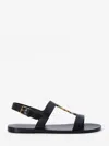 Saint Laurent Cassandre Sandals In Smooth Leather In Black