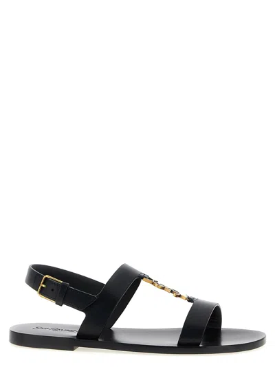 Saint Laurent Cassandre Sandals Black