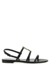 Saint Laurent Cassandre Leather Sandals In Black