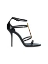 Saint Laurent Cassandra Black Leather Sandals With Logo