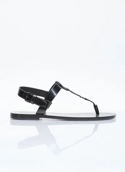 Saint Laurent Cassandre Sandals In Black