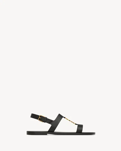 Saint Laurent Cassandre Sandals In Smooth Leather