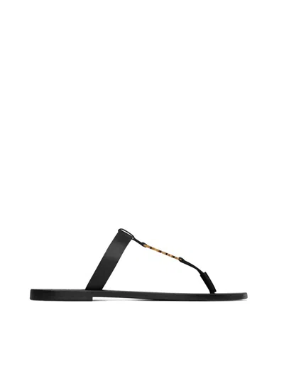 Saint Laurent Cassandre Sandals In Smooth Leather Shoes In Black