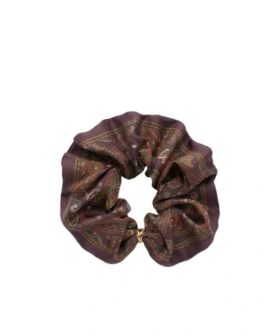 Saint Laurent Cassandre Scrunchie In Paisley Silk Twill In Multi-color