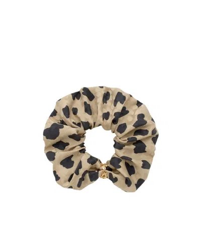 Saint Laurent Cassandre Scrunchie In Silk Jacquard In Neutral