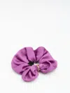 Saint Laurent Twisted Cassandre Ring-detail Silk Scrunchie In Purple