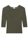 Saint Laurent Semi-sheer Certified Viscose Knitted Top In Green