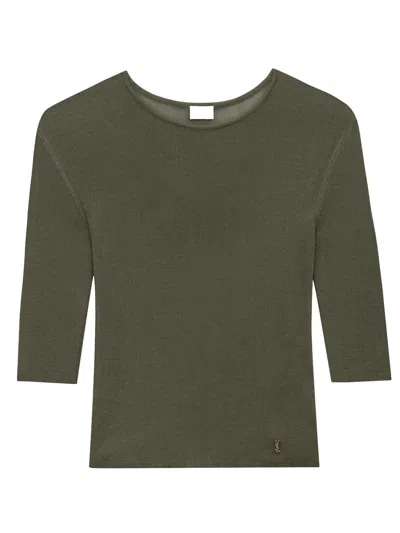 SAINT LAURENT CASSANDRE SEMI-SHEER KNITTED TOP