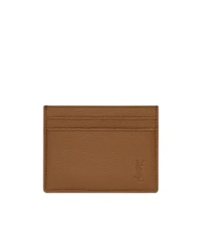 Saint Laurent Cassandre Shadow Card Case In Brown