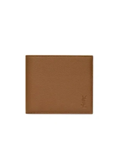 Saint Laurent Cassandre Shadow  East/west Wallet In Grained Leather In Brown