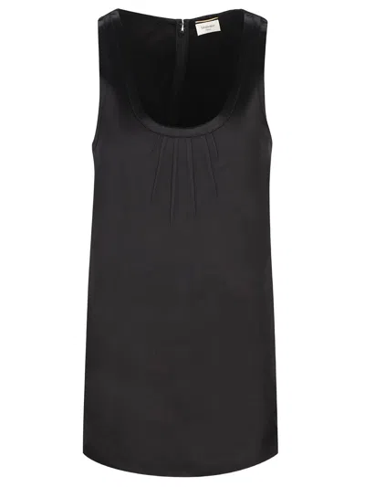 Saint Laurent Cassandre Sheath Dress In Satin In Black