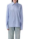 Saint Laurent Cassandre Striped Long-sleeved Shirt