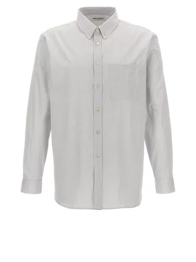 Saint Laurent Cassandre Shirt, Blouse Light Blue In Gray