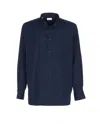 Saint Laurent Long Sleeve Cotton Shirt Featuring Collar In Blue