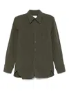Saint Laurent Cassandre Green Linen And Cotton Shirt In Green