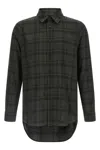 Saint Laurent Button-down Shirt With Curved Hem And Pocket In Green