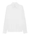 Saint Laurent Cassandre Shirt In Self-stripe Cotton Poplin In White