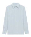 Saint Laurent Cassandre Shirt In Striped Cotton Poplin In Blue
