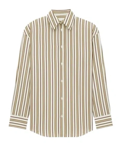 Saint Laurent Cassandre Shirt In Striped Cotton Poplin