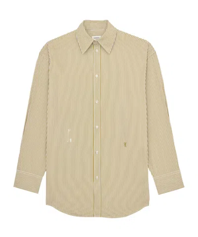 Saint Laurent Cassandre Shirt In Striped Cotton Poplin In Multi