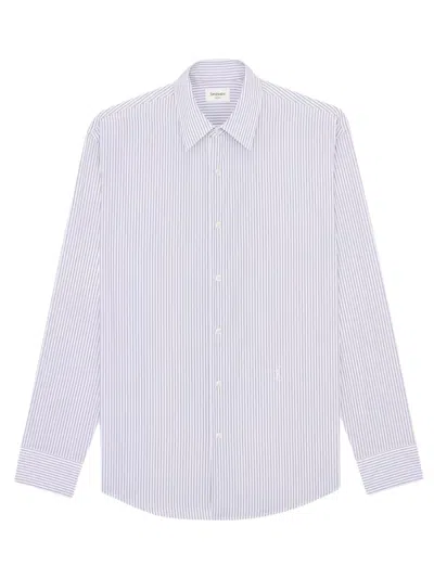 Saint Laurent Cassandre Shirt In Striped Cotton Poplin In Multi