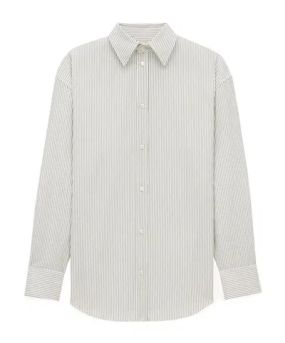 Saint Laurent Cassandre Shirt In Striped Cotton In White