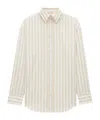 Saint Laurent Striped Cotton Cassandre Shirt In White