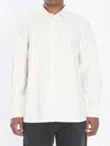 Saint Laurent Cassandre Shirt In Self-stripe Cotton Poplin In White