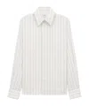 Saint Laurent Cassandre Shirt In Self-stripe Cotton Poplin In White