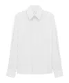 Saint Laurent Cassandre Shirt In Self-stripe Cotton Poplin In White