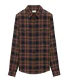 Saint Laurent Logo-embroidered Checked Wool-twill Shirt In Multi