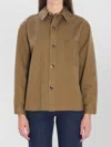 Saint Laurent Cassandre Shirt Pointed Collar Cotton Linen In Brown