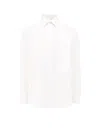 Saint Laurent White Pointed Collar Long Sleeve Shirt In Cotton Man In White