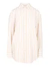 Saint Laurent Beige Striped Shirt In Pink