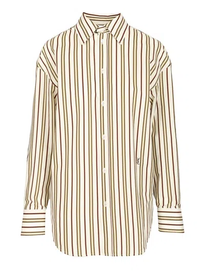 Saint Laurent Cassandre Striped Cotton Poplin Shirt In Multicoloured