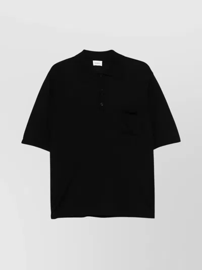 SAINT LAURENT CASSANDRE SHORT SLEEVE POLO SHIRT WITH PATCH POCKET