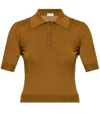 Saint Laurent Women's Cassandre Embroidery Polo Top In Giallo