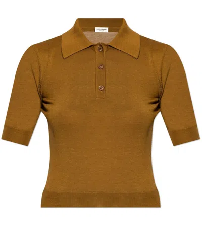 SAINT LAURENT CASSANDRE SHORT-SLEEVED POLO SHIRT