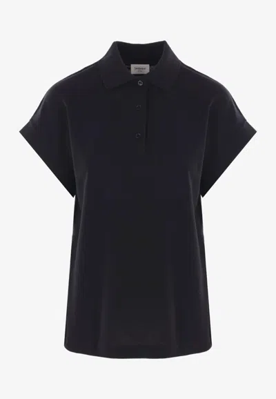 Saint Laurent Cassandre Short-sleeved Polo T-shirt In Black
