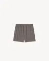Saint Laurent Straight-leg Logo-print Pinstriped Silk Shorts In Gray